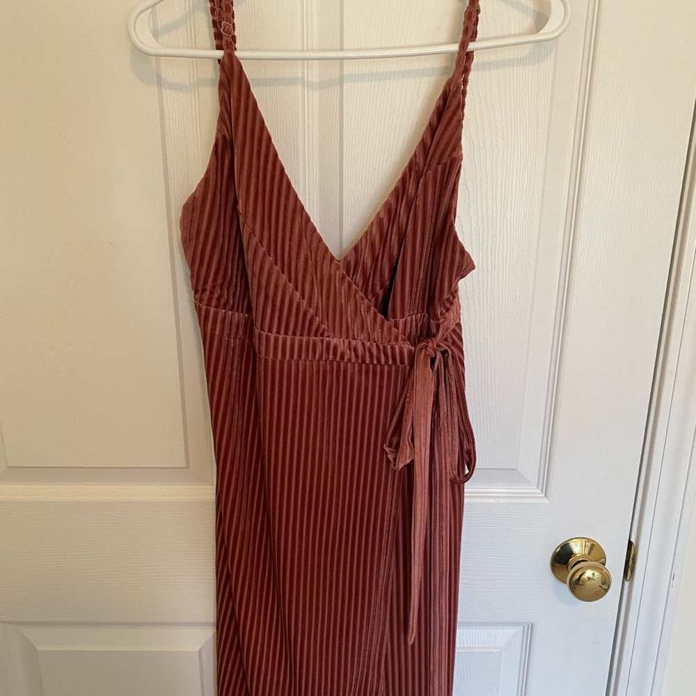 Midi velvet striped wrap dress🌷